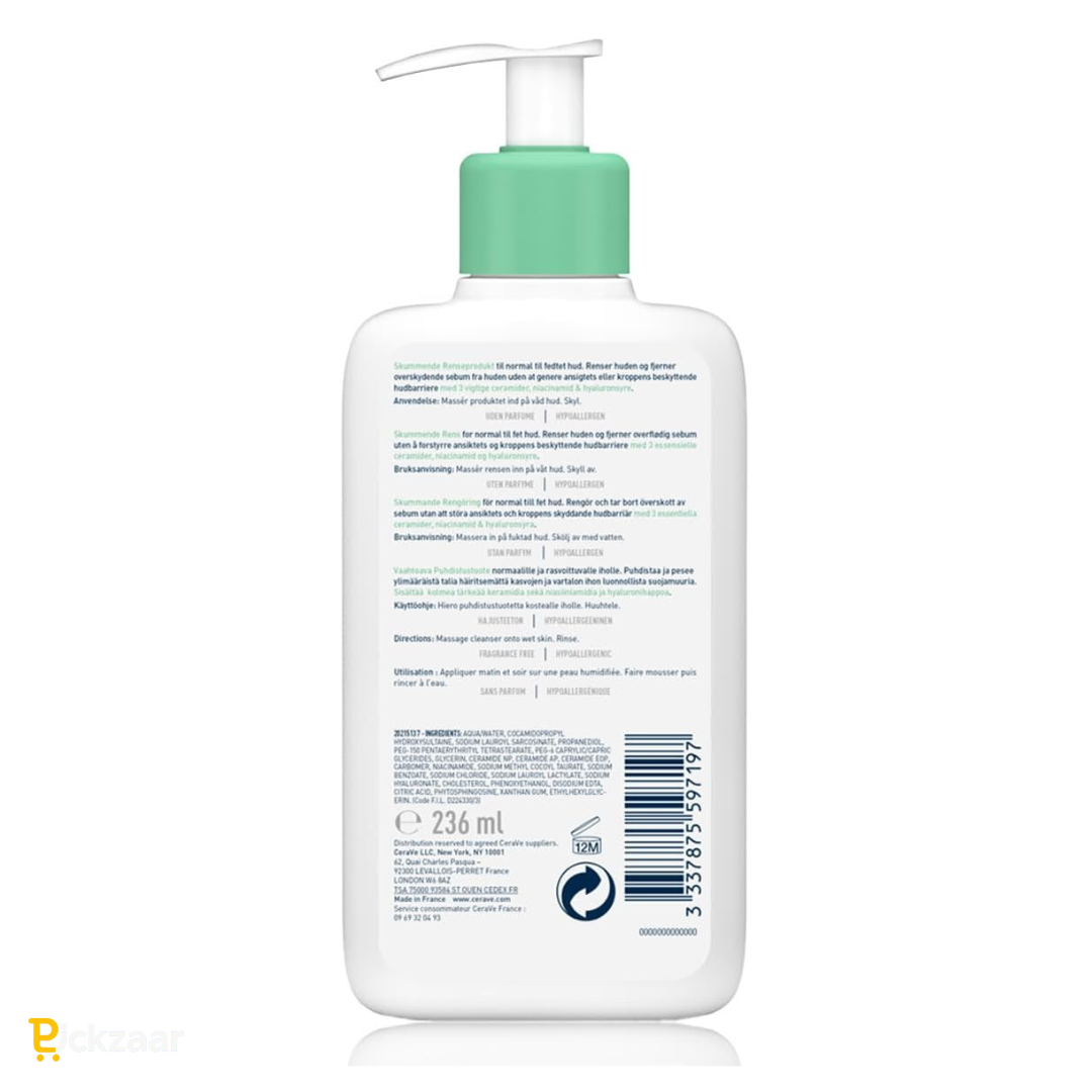 CeraVe Foaming Cleanser for Normal to Oily Skin with Hyaluronic Acid 236ml UAE