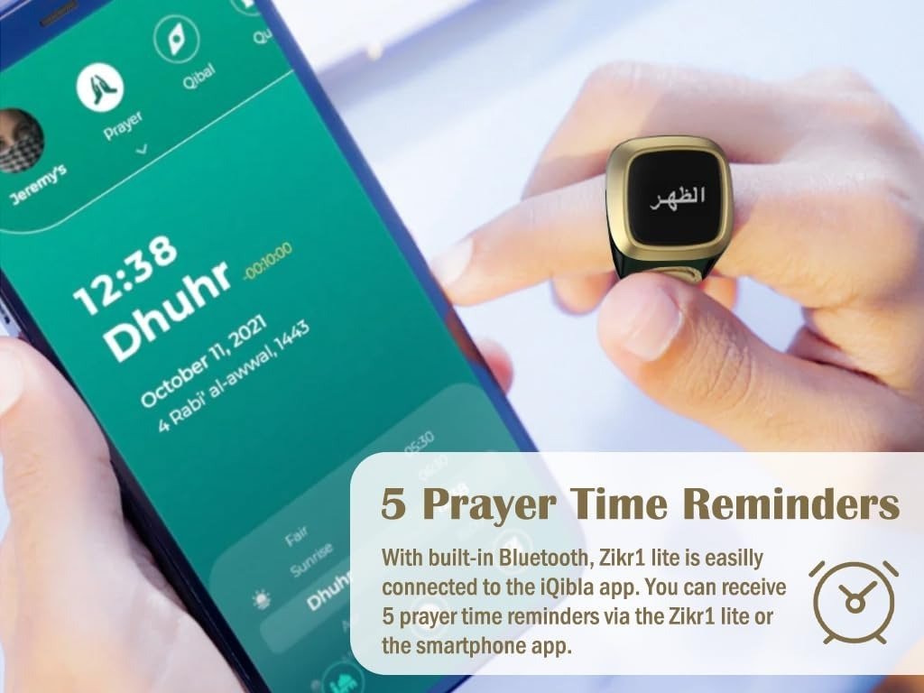 Smart Tasbih Zikr Ring Counter – Digital Bluetooth Tasbih Ring for Prayer & Salah | Islamic Smart Ring UAE