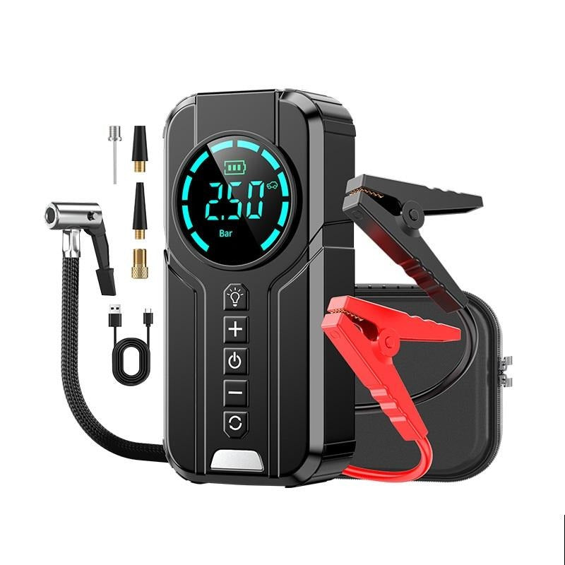 3-in-1 Car Jump Starter | 3000A Booster + 150PSI Digital Air Pump + 6000mAh Power Bank – Emergency Car Gadget