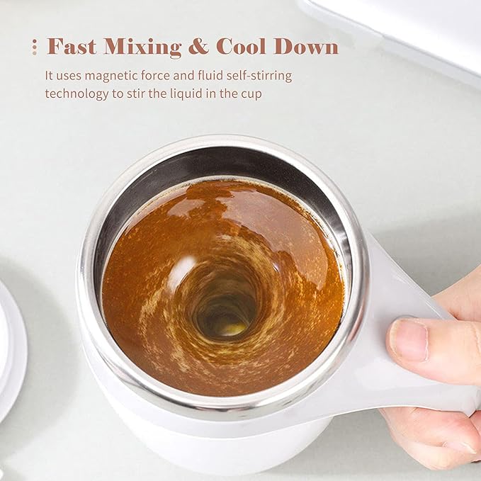 Self Stirring Mug 380mL – Automatic Mixing Cup with Lid