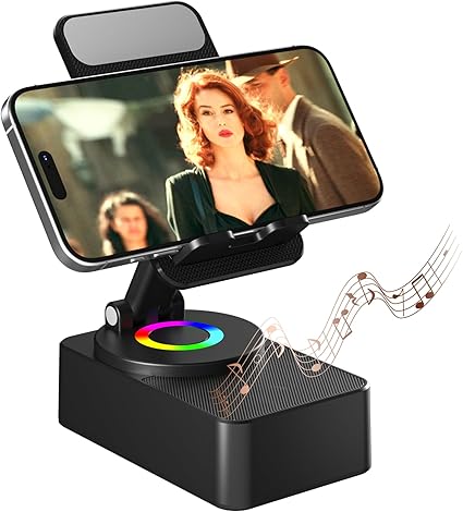 Phone Stand with Bluetooth Speaker & LED Lights – Foldable Mobile Holder for UAE