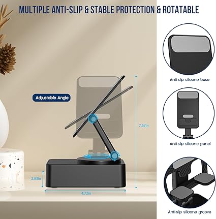 Phone Stand with Bluetooth Speaker & LED Lights – Foldable Mobile Holder for UAE