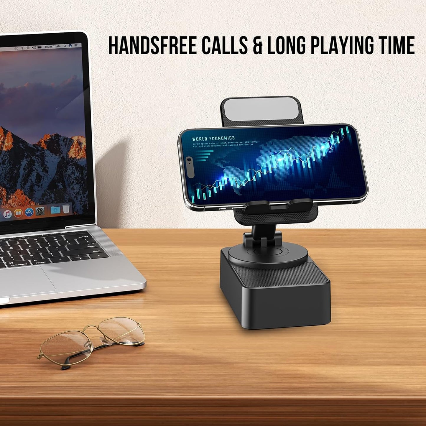 Phone Stand with Bluetooth Speaker & LED Lights – Foldable Mobile Holder for UAE