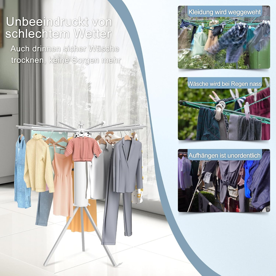 Foldable 360° Rotating Clothes Drying Stand – Aluminum Tripod Rack | Laundry Rack UAE