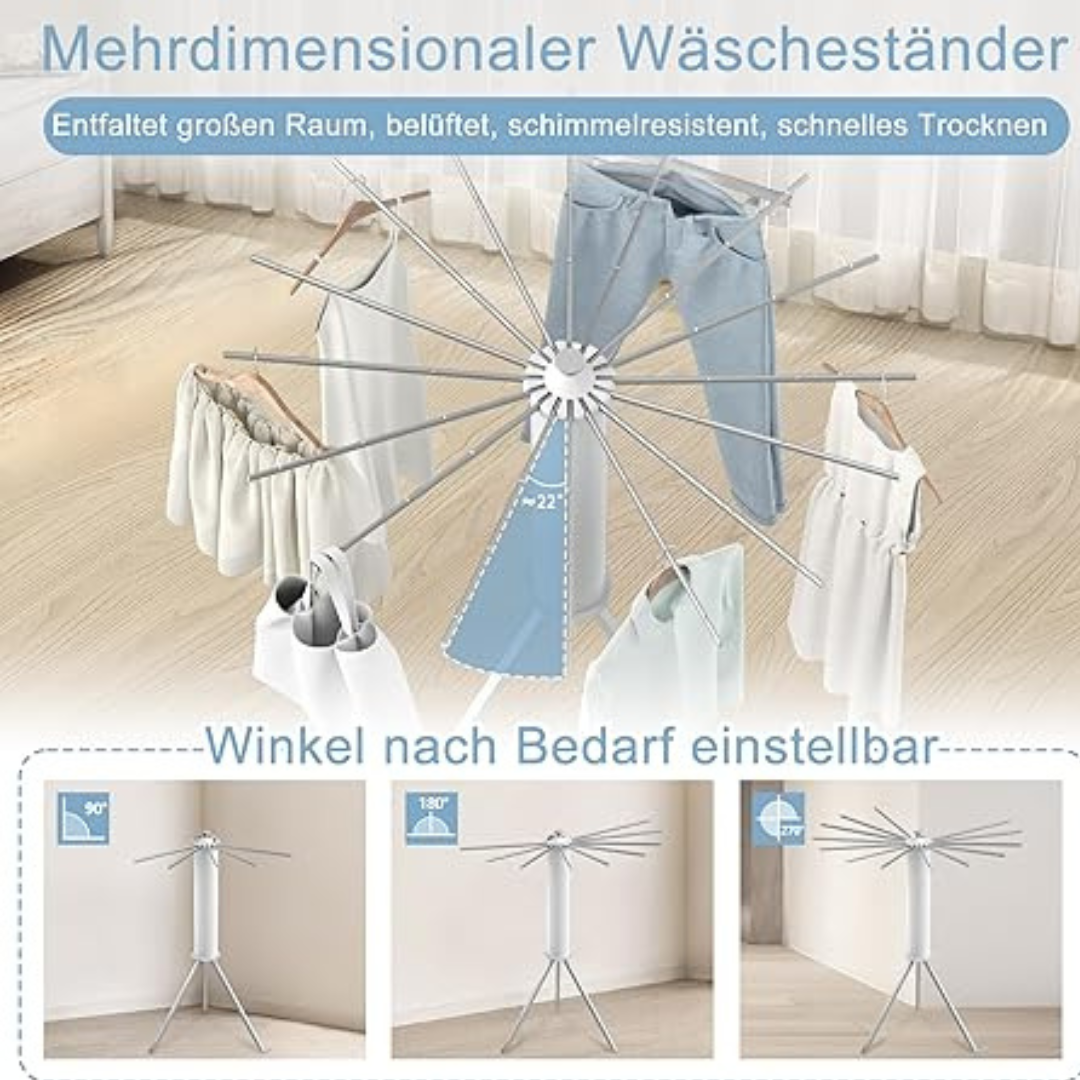 Foldable 360° Rotating Clothes Drying Stand – Aluminum Tripod Rack | Laundry Rack UAE