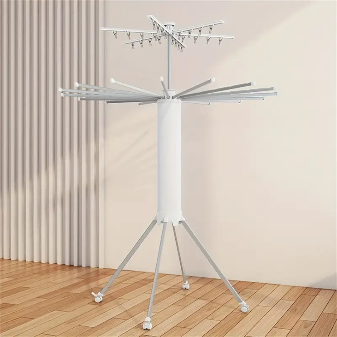Foldable 360° Rotating Clothes Drying Stand – Aluminum Tripod Rack | Laundry Rack UAE