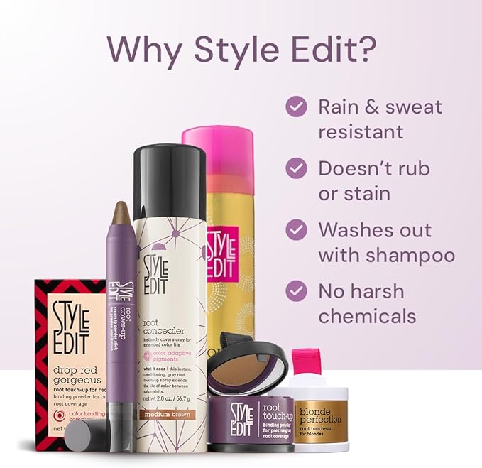 STYLE EDIT Root Cover Up Stick – Instant Gray Root Concealer Dark Brown