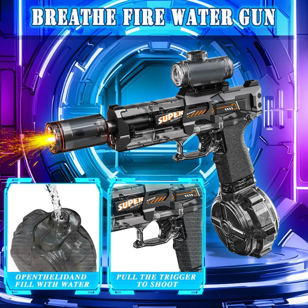 Electric Water Gun – Rechargeable High-Pressure Water Blaster with LED Effects | Outdoor Fun & Pool Toy