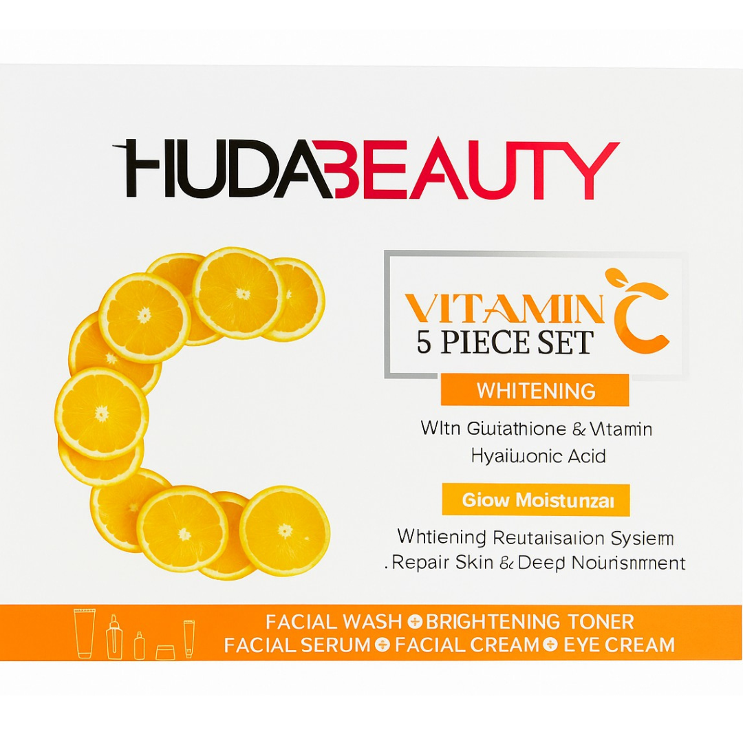Huda Beauty Vitamin C 5-Piece Skincare Set – Whitening, Brightening & Hydrating Routine