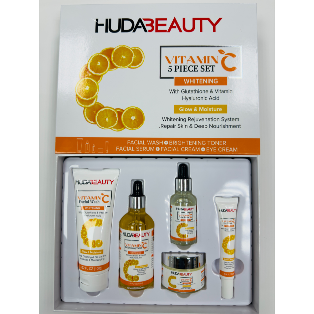 Huda Beauty Vitamin C 5-Piece Skincare Set – Whitening, Brightening & Hydrating Routine
