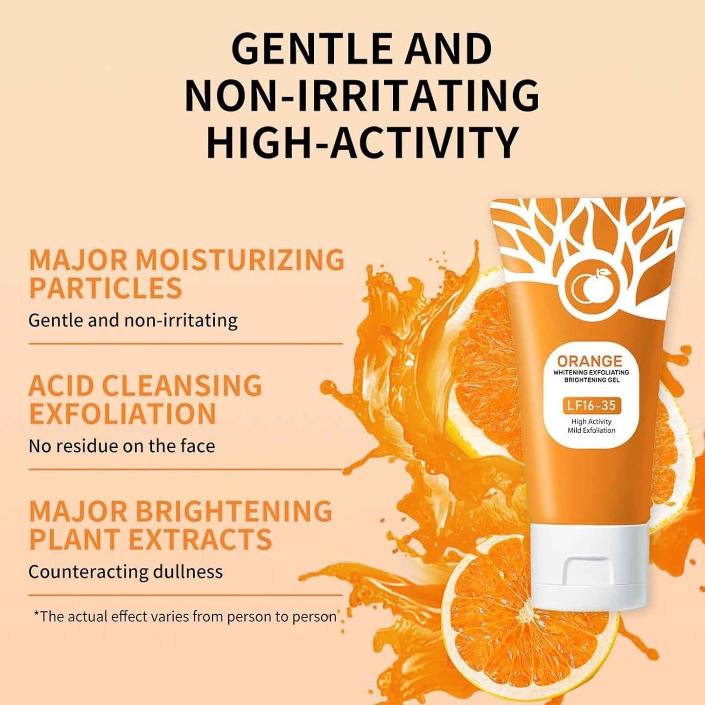 Orange Exfoliating Gel 50g – Face & Body Brightening Scrub Gel 2 Pack | Vitamin C Moisturizer