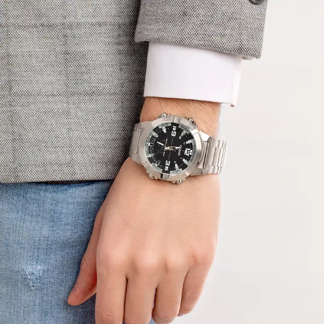 Casio Analogue Digital Men’s Stainless Steel Watch – Black Dial (UAE)