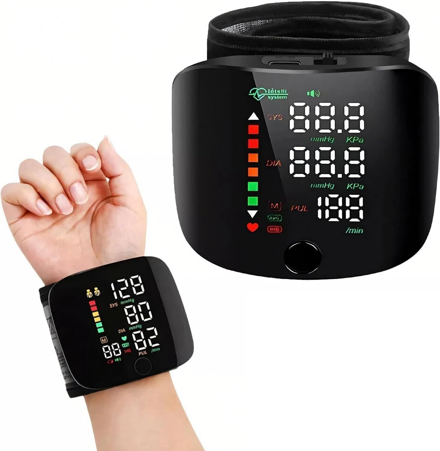 Automatic Wrist Blood Pressure Monitor – Digital BP Machine with LED Display & Voice Function | Portable Health Monitor