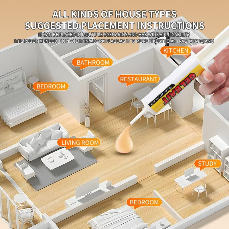 Cockroach Gel Bait with Syringe – Powerful Roach Killer Gel for Kitchen & Home
