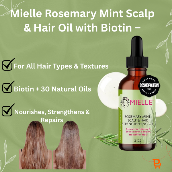 Mielle Rosemary Mint Scalp & Hair Oil with Biotin – Growth, Split End Care & Strengthening – 2 fl oz