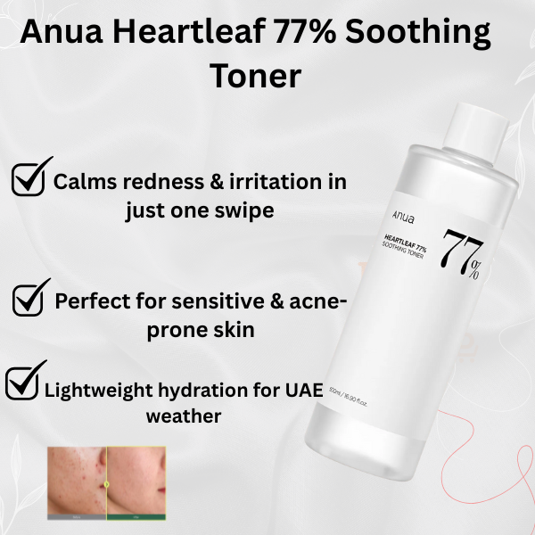 Anua Heartleaf 77% Soothing Toner – Calming, Hydrating, pH-Balanced Korean Toner for Sensitive Skin (250ml)