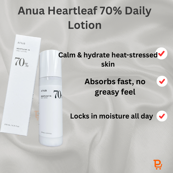 Anua Heartleaf 70% Daily Lotion – Lightweight Moisturizer with Triple Hyaluronic Acid, 200ml