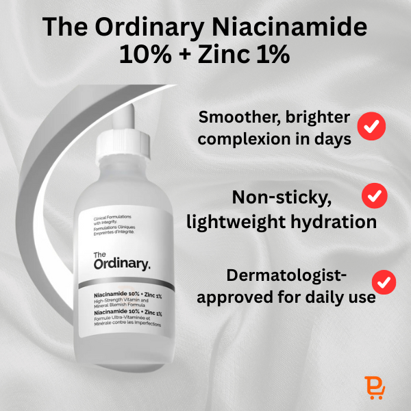 The Ordinary Niacinamide 10% + Zinc 1% Serum – Brighten & Control Oily Skin (30 ml)