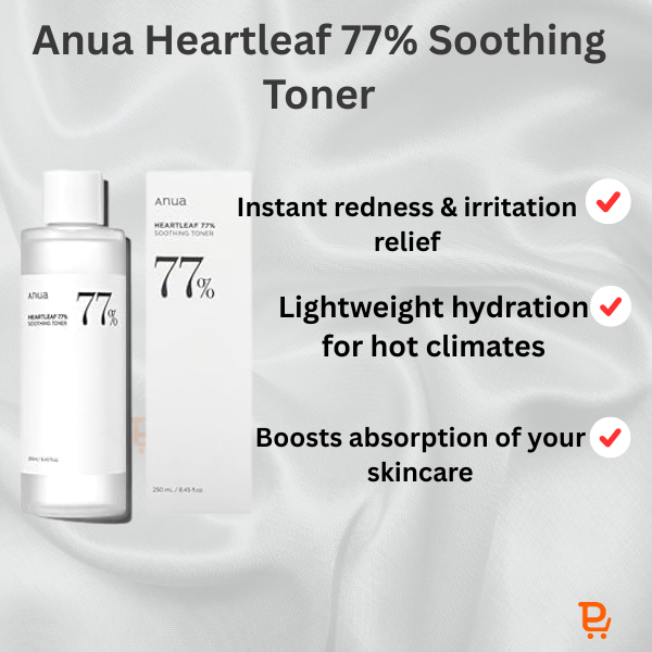 Anua Heartleaf 77% Soothing Toner – Calming, Hydrating, pH-Balanced Korean Toner for Sensitive Skin (250ml)