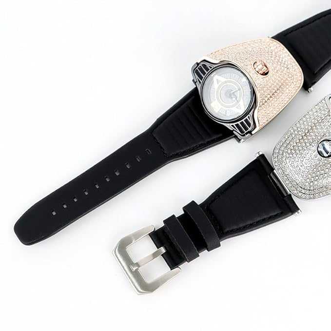 Men's Quartz Watch with Diamond – Rose Gold Luxury Watch with Black Dial & Waterproof Strap