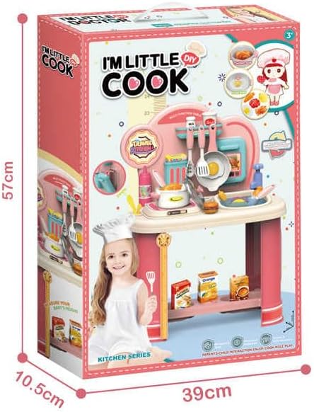 Pink Kitchen Playset for Girls with Sink & 25 Accessories – Pretend Cooking Toys UAE