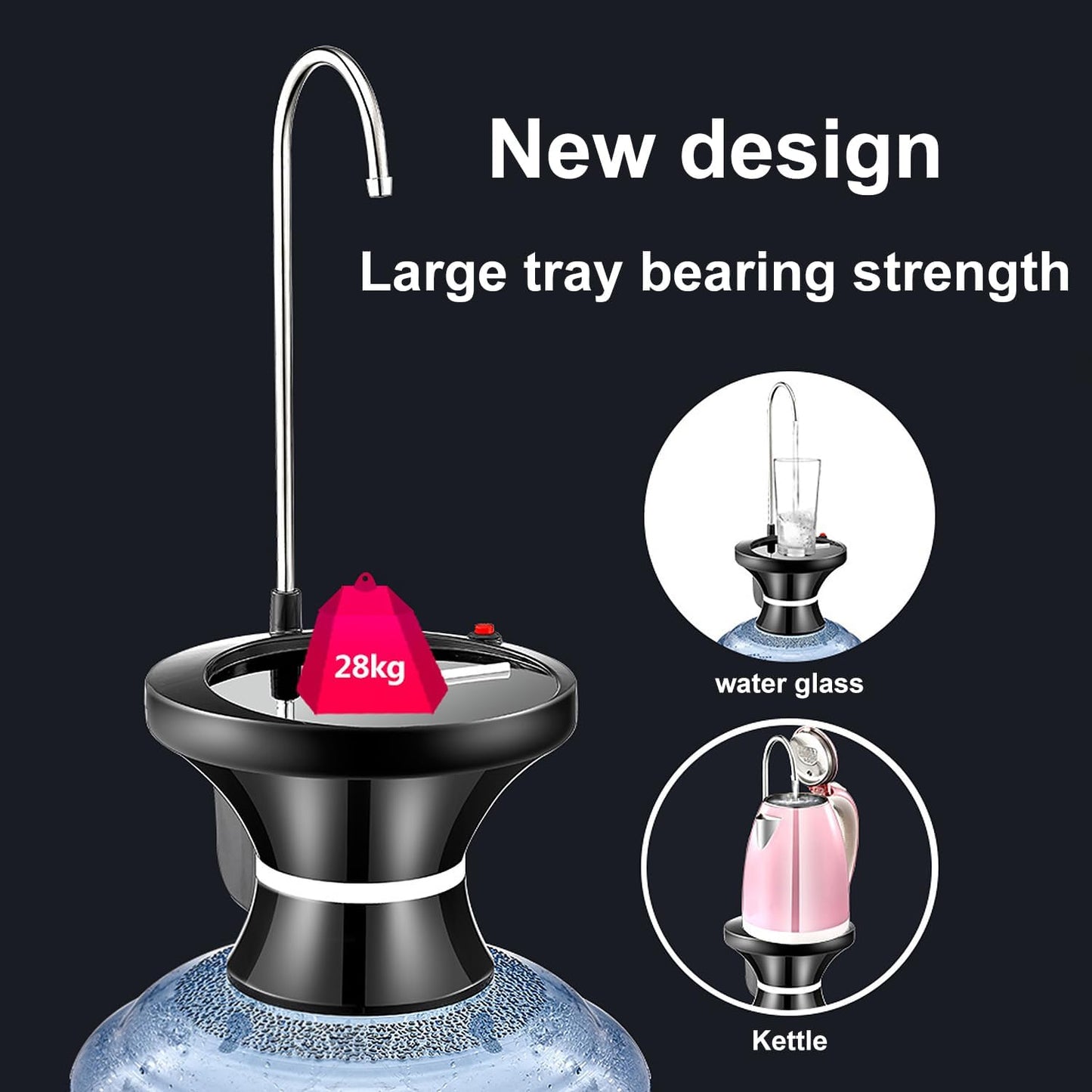 USB Rechargeable Water Dispenser Pump – Portable Auto Bottle Pump (2–5 Gallons)