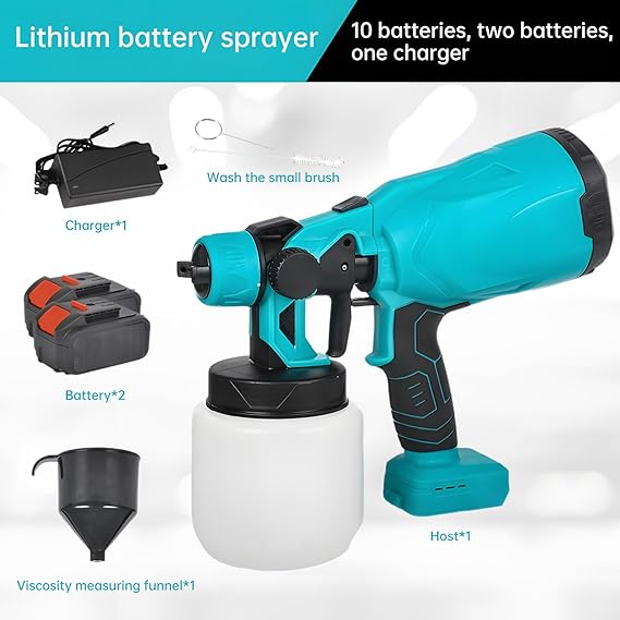 48V Battery Powered Paint Sprayer – 3 Spray Patterns, Electric Wall & Fence Painting Gun.