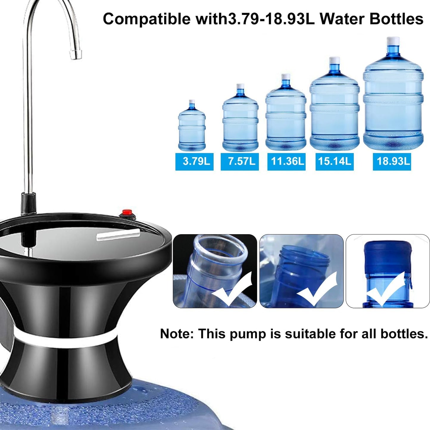 USB Rechargeable Water Dispenser Pump – Portable Auto Bottle Pump (2–5 Gallons)