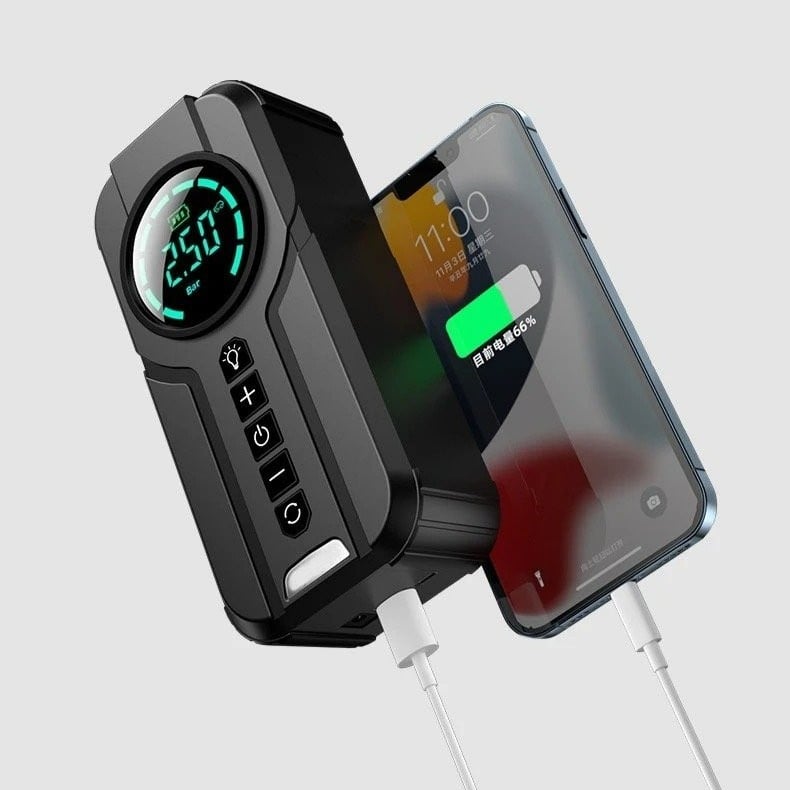 3-in-1 Car Jump Starter | 3000A Booster + 150PSI Digital Air Pump + 6000mAh Power Bank – Emergency Car Gadget