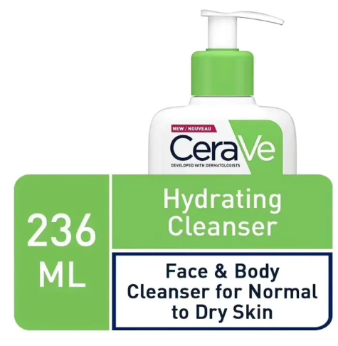 CeraVe Hydrating Cleanser 236ml – Gentle Face Wash for Dry & Sensitive Skin