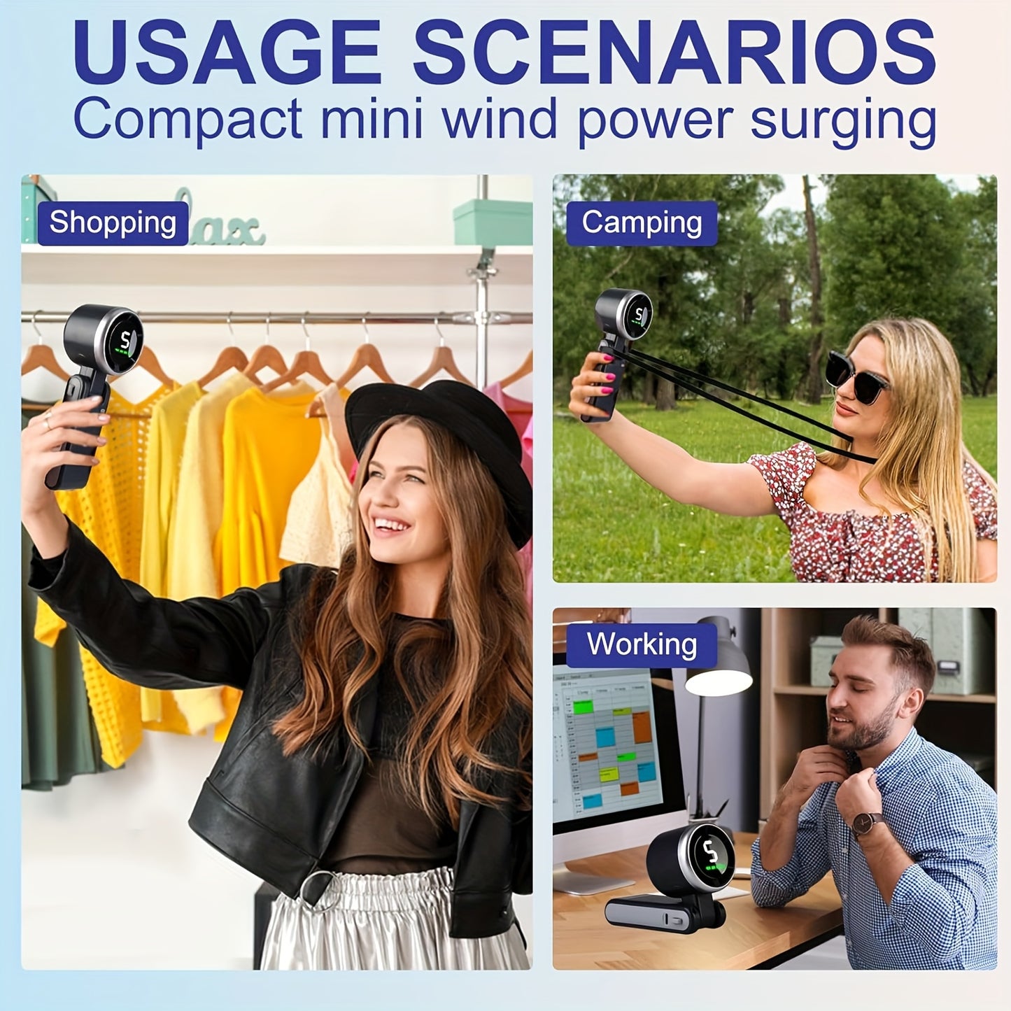 Portable Handheld Turbo Fan 3-in-1 | 4000mAh Battery, 5 Speeds, Foldable Cooling Fan for Travel, Office & Outdoor.