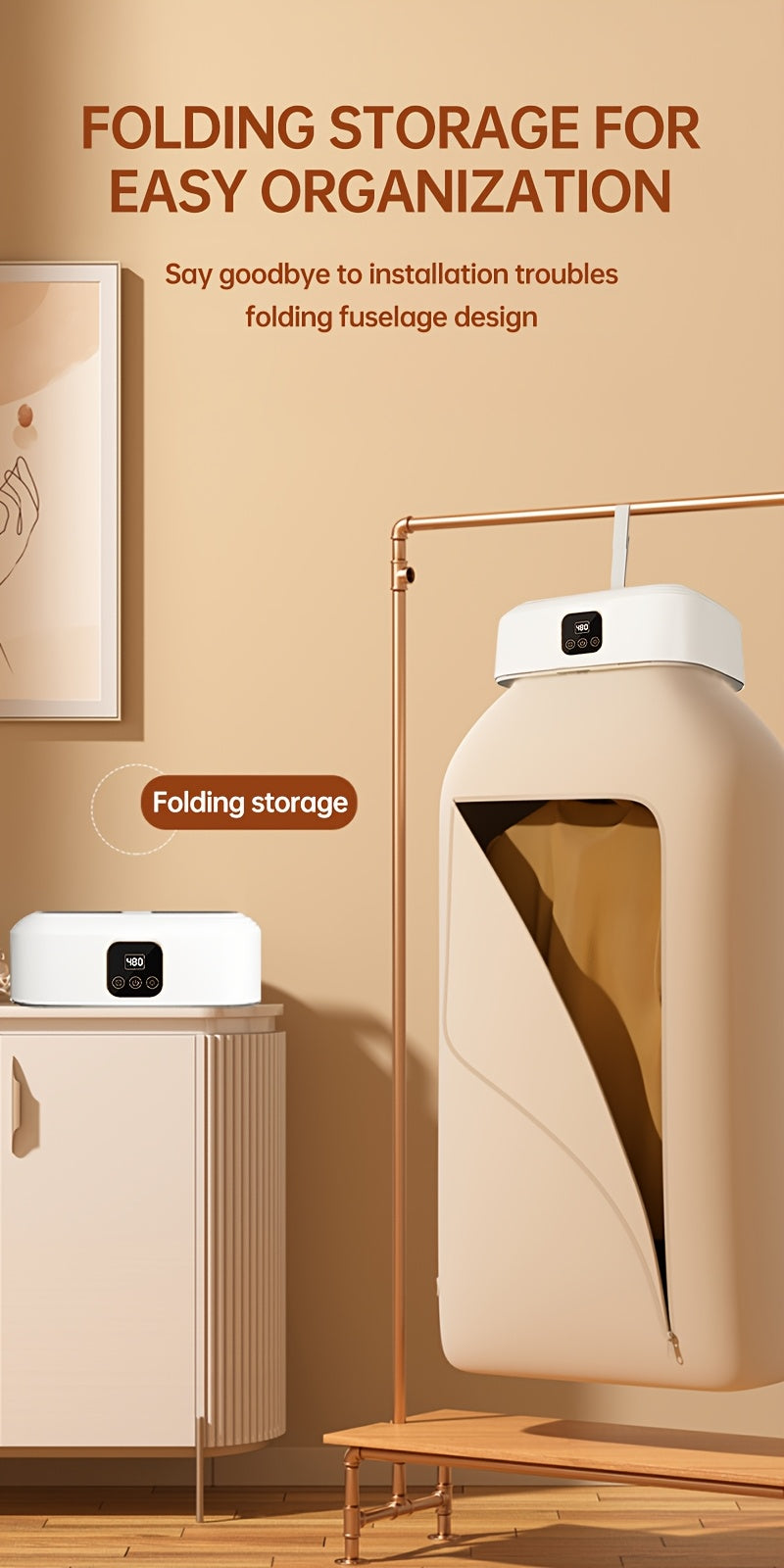 Foldable Portable Clothes Dryer | Fast 20-Min Drying, UV Sanitizing & Energy-Saving Mini Dryer for Apartments, Dorms, RVs & Travel