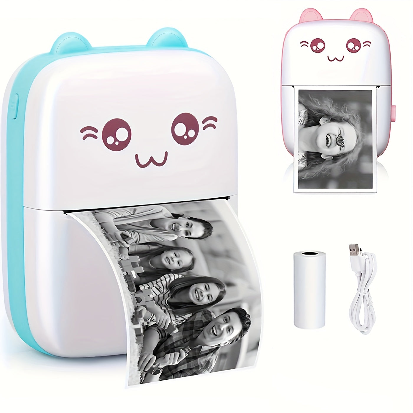 Mini Thermal Printer Bluetooth – Portable Sticker & Label Maker with 13 Rolls Paper + 5 Pens | Inkless Pocket Photo Printer.