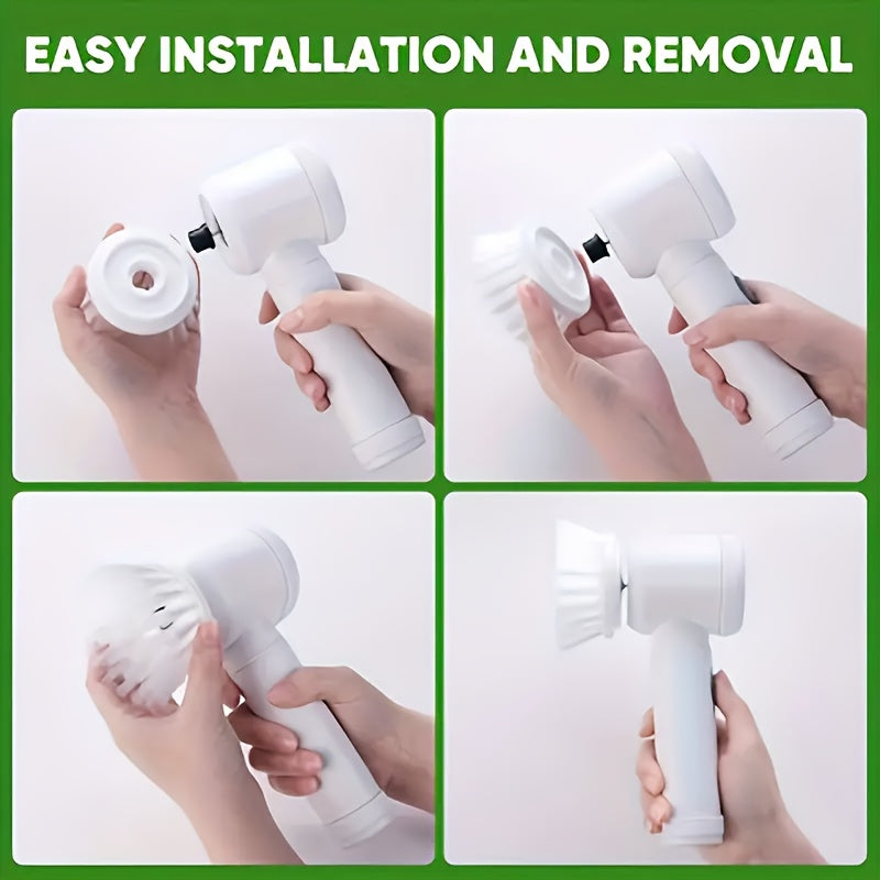 Electric Spin Scrubber – Cordless Rechargeable Brush, 5 Heads + Extension Handle