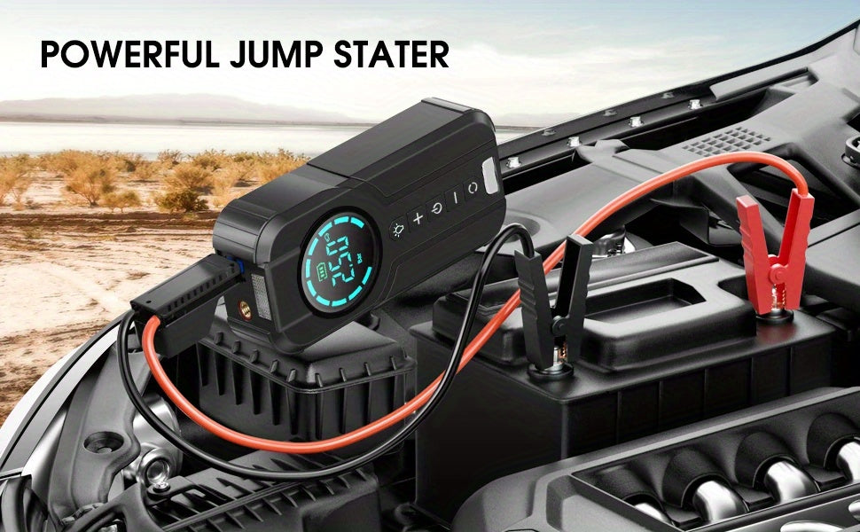 3-in-1 Car Jump Starter | 3000A Booster + 150PSI Digital Air Pump + 6000mAh Power Bank – Emergency Car Gadget