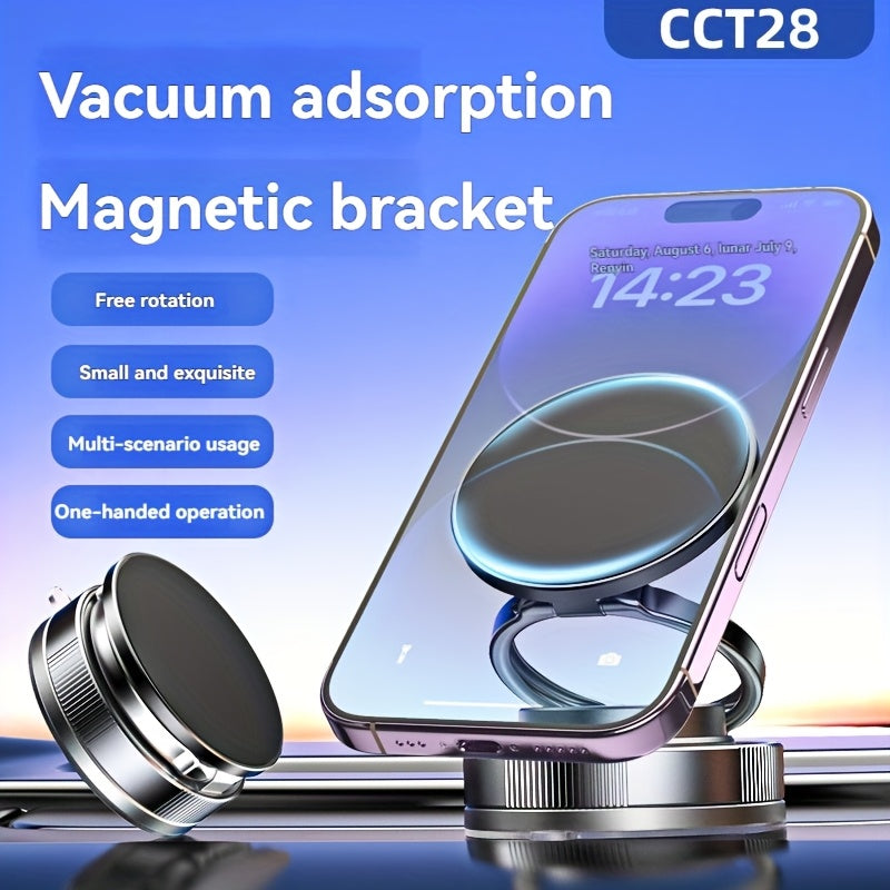 Magnetic Vacuum Suction Phone Holder – 360° Rotating, Auto-Adjust & Strong Grip