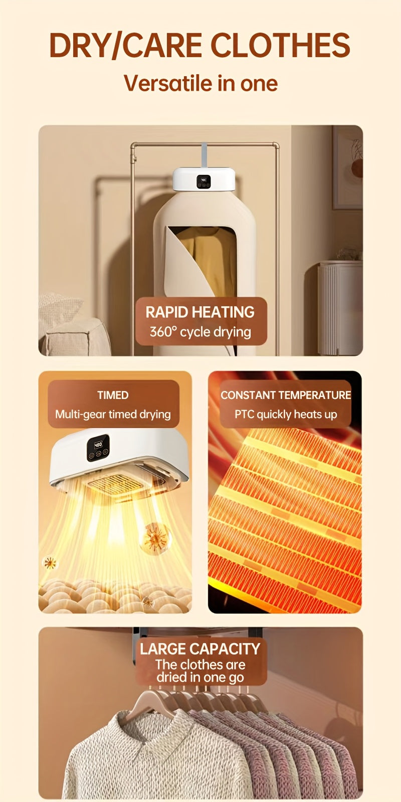 Foldable Portable Clothes Dryer | Fast 20-Min Drying, UV Sanitizing & Energy-Saving Mini Dryer for Apartments, Dorms, RVs & Travel