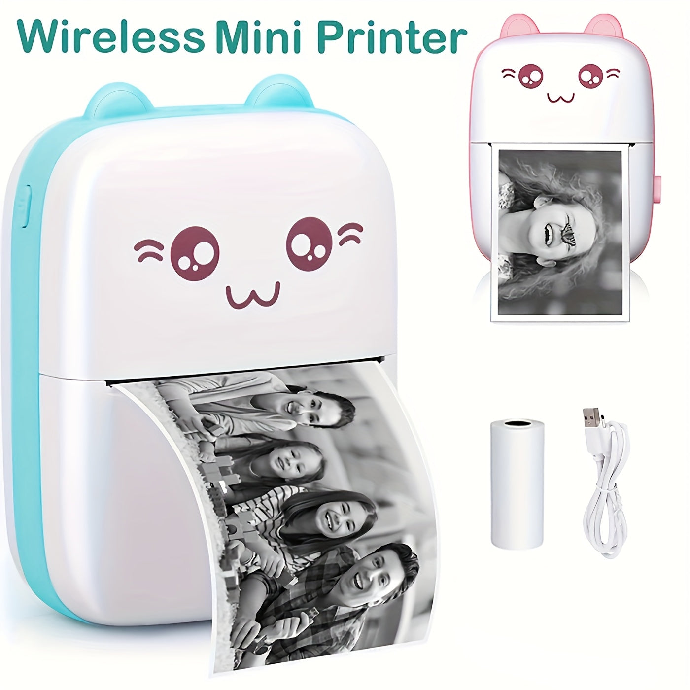 Mini Thermal Printer Bluetooth – Portable Sticker & Label Maker with 13 Rolls Paper + 5 Pens | Inkless Pocket Photo Printer.