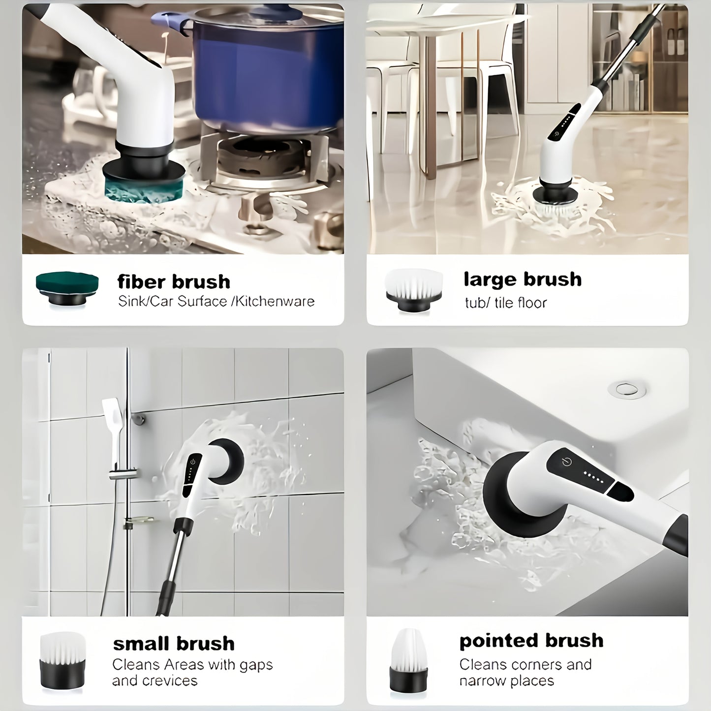 9-in-1 Electric Spin Scrubber with Adjustable Handle & 9 Brush Heads – Cordless, Waterproof & Rechargeable Cleaning Brush