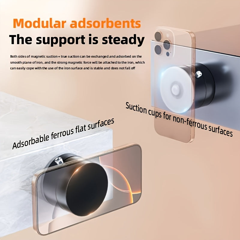 Vacuum Magnetic Car Phone Holder | 360° Rotatable Foldable Suction Mount | Retractable Dashboard & Windshield Holder for All Smartphones