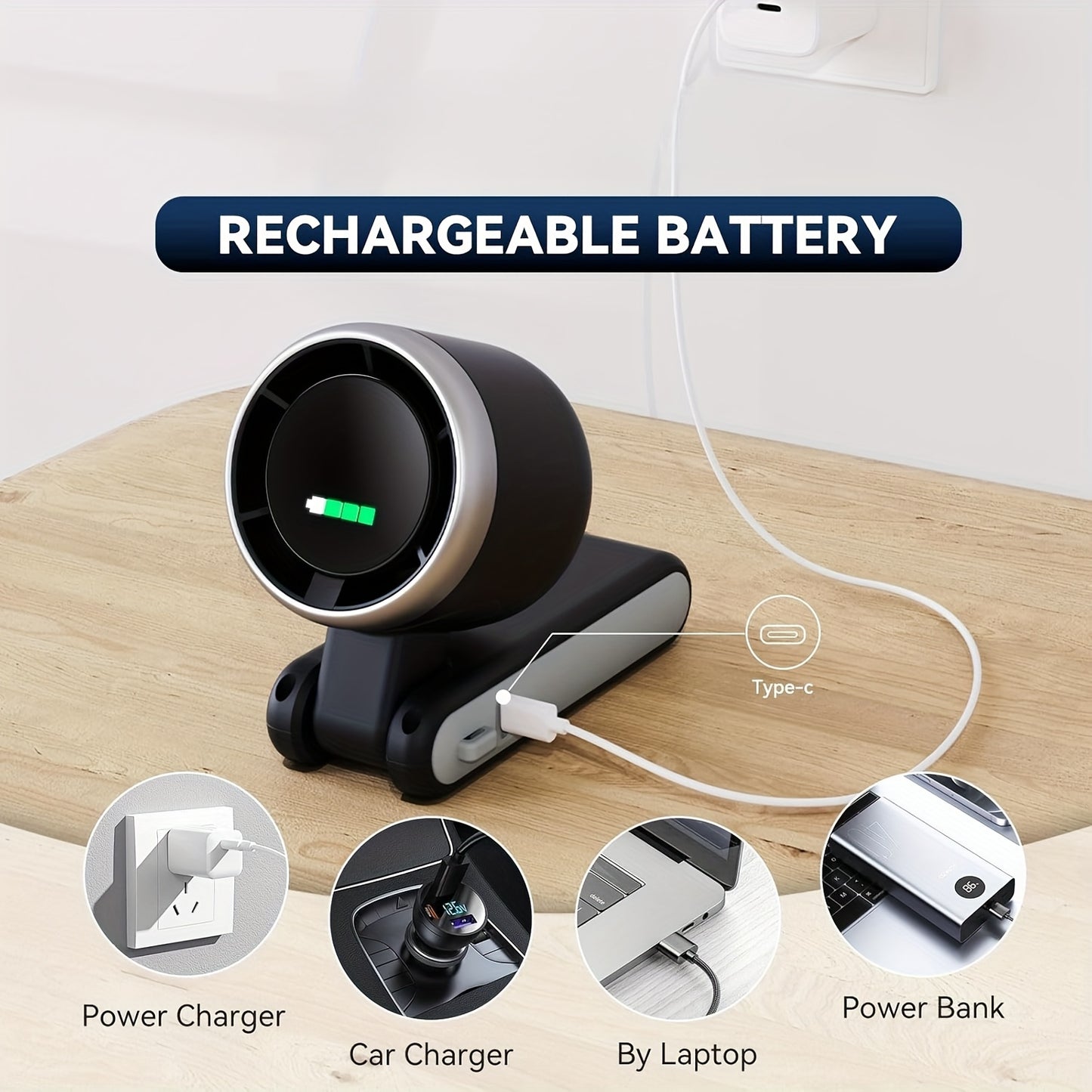 Portable Handheld Turbo Fan 3-in-1 | 4000mAh Battery, 5 Speeds, Foldable Cooling Fan for Travel, Office & Outdoor.