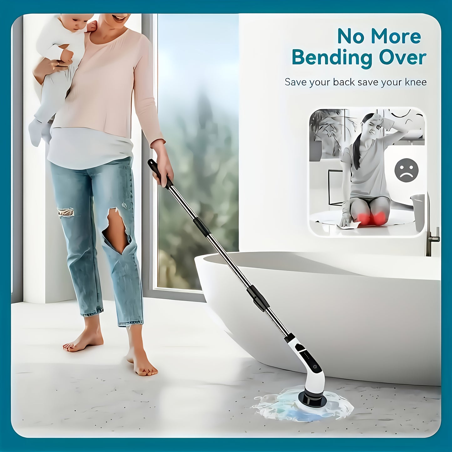 9-in-1 Electric Spin Scrubber with Adjustable Handle & 9 Brush Heads – Cordless, Waterproof & Rechargeable Cleaning Brush