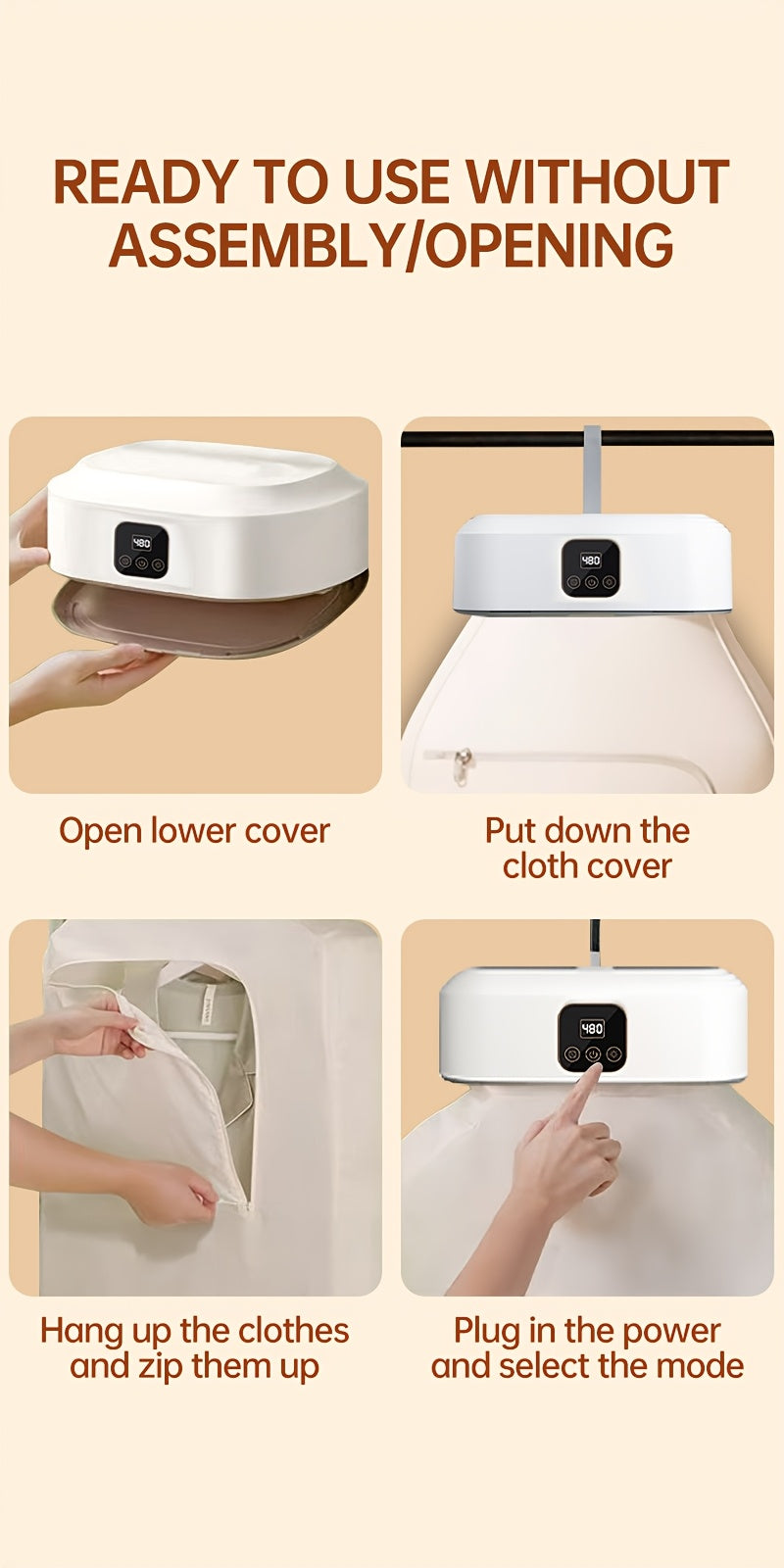 Foldable Portable Clothes Dryer | Fast 20-Min Drying, UV Sanitizing & Energy-Saving Mini Dryer for Apartments, Dorms, RVs & Travel