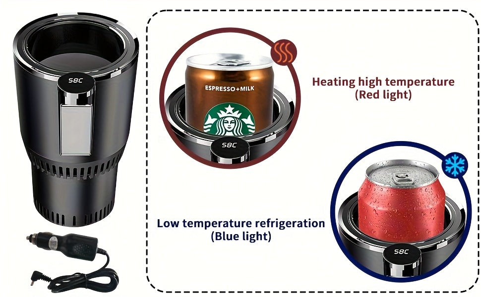 2-in-1 Car Cup Cooler & Warmer UAE | Fast Cooling -3°C & Heating 65°C | Portable 12V Mini Drink Holder for Coffee, Milk, Cola & Beer – Travel & Office Use KSA