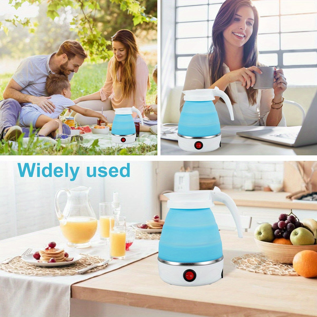 Portable Foldable Electric Kettle 600 ml – Quick-Boil Travel Kettle, Dual-Voltage