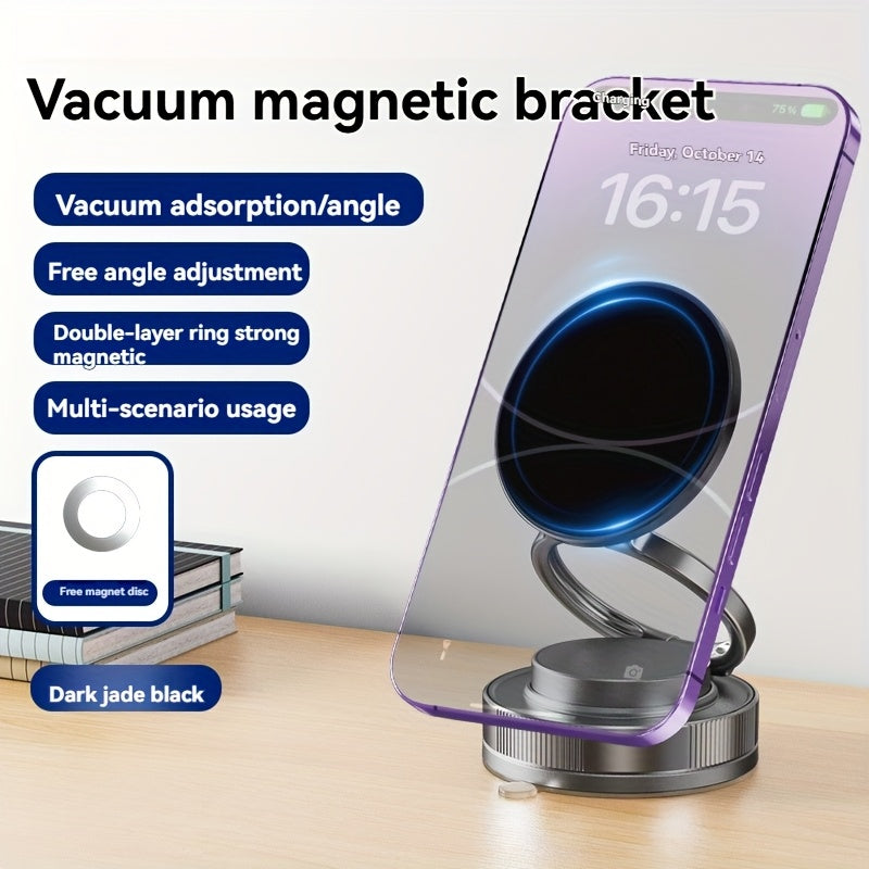 Magnetic Vacuum Suction Phone Holder – 360° Rotating, Auto-Adjust & Strong Grip