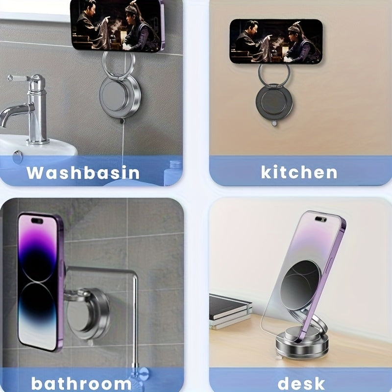 Magnetic Vacuum Suction Phone Holder – 360° Rotating, Auto-Adjust & Strong Grip
