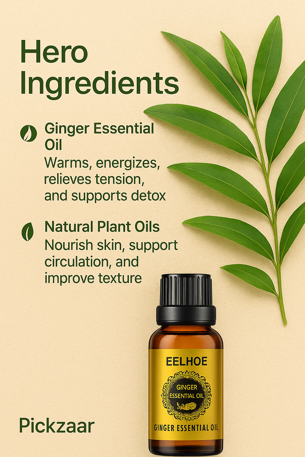 EELHOE Belly Drainage Ginger Essential Oil – 30ml Relieve, Relax & Reshape – Naturally