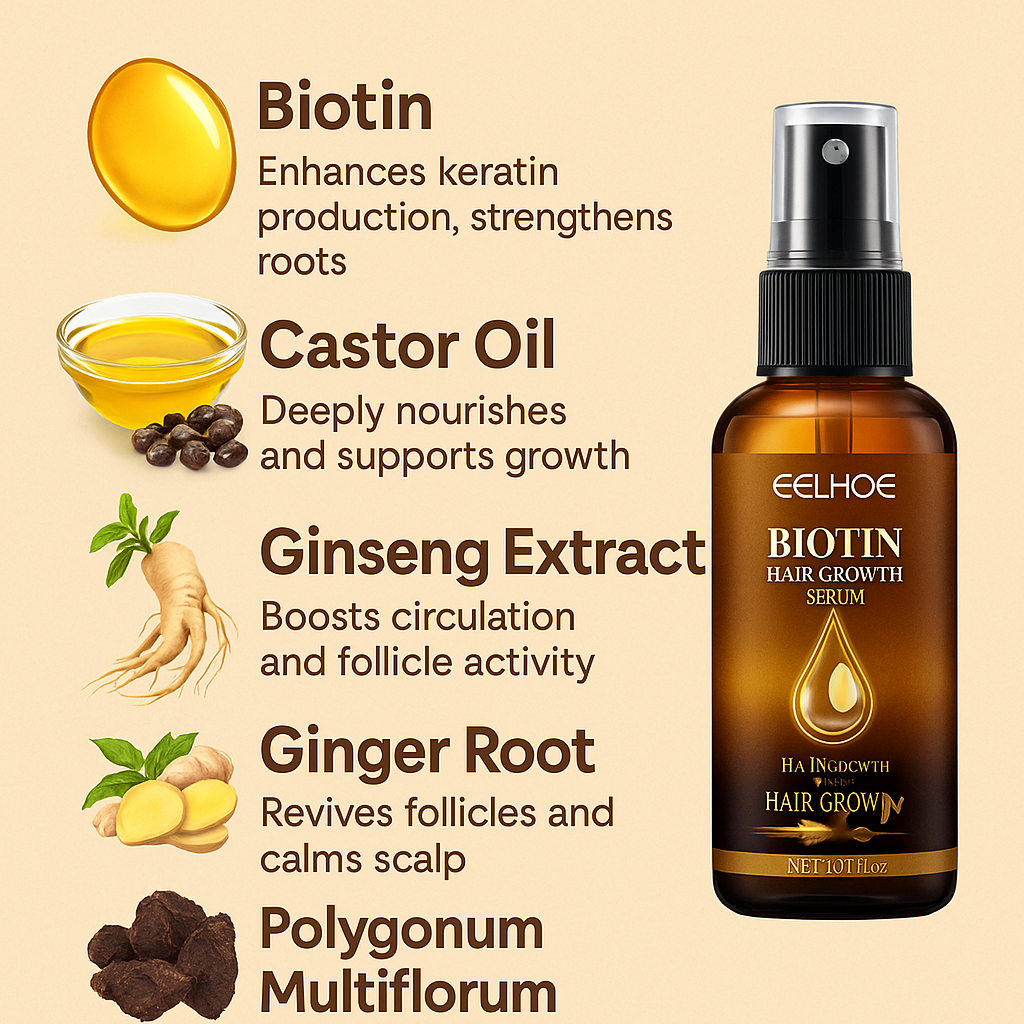 EELHOE Biotin Hair Spray – 30ml Compact Power for Hair Repair & Growth Boost