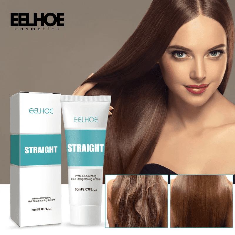 EELHOE Hair Straightener Cream – 60ml Protein-Powered Smoothing Cream for All Hair Types